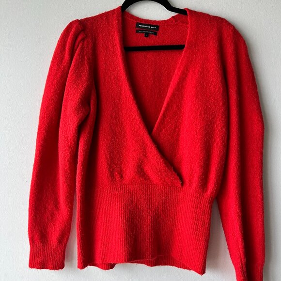 Red Something Navy Wool Sweater with Shoulder Detail - Picture 1 of 4